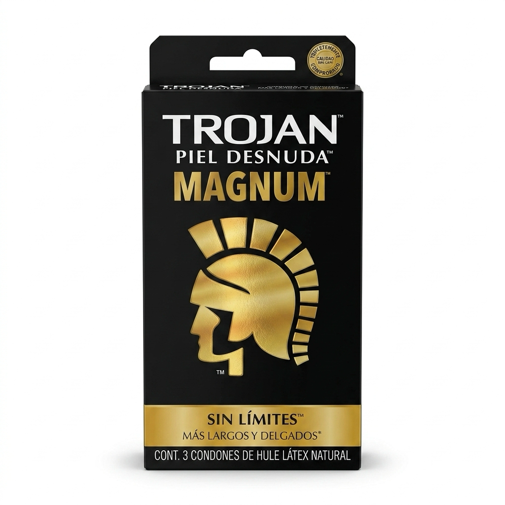 Condones Trojan Magnum Piel Desnuda (3 piezas) — El Más Grande de Trojan, Ultra-Delgado | Entrega Discreta en Cancún