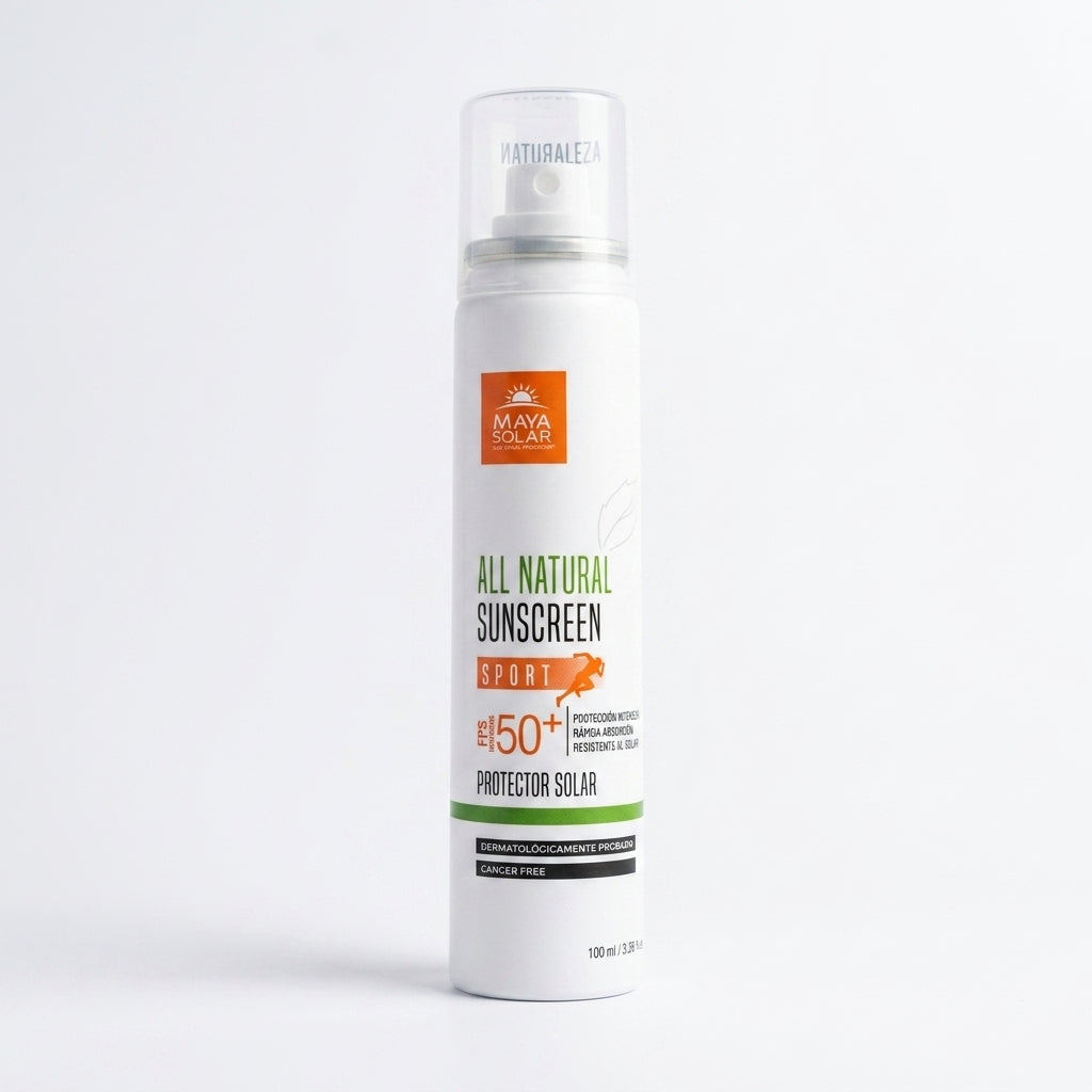 Bloqueador Deportivo Maya Solar SPF 50 (100ml) — Dermatológico, Resistente al Agua, Reef-Safe