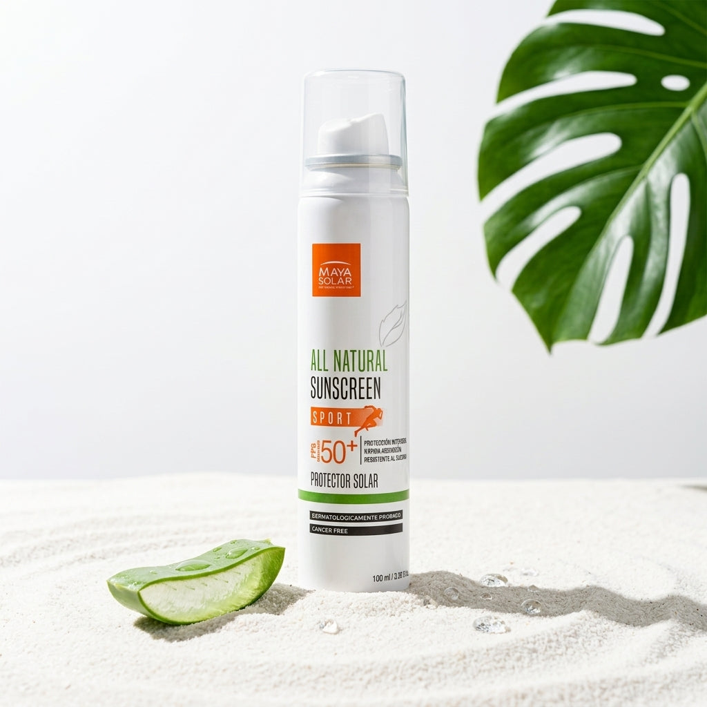 Bloqueador Deportivo Maya Solar SPF 50 (100ml) — Dermatológico, Resistente al Agua, Reef-Safe