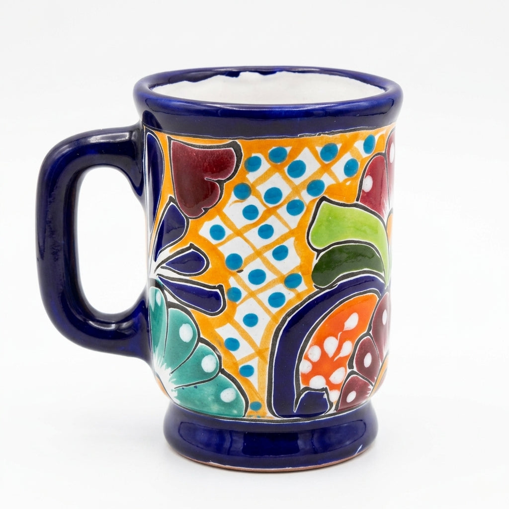 Hand-Painted Talavera Mug Set (4-Piece, Assorted Patterns)