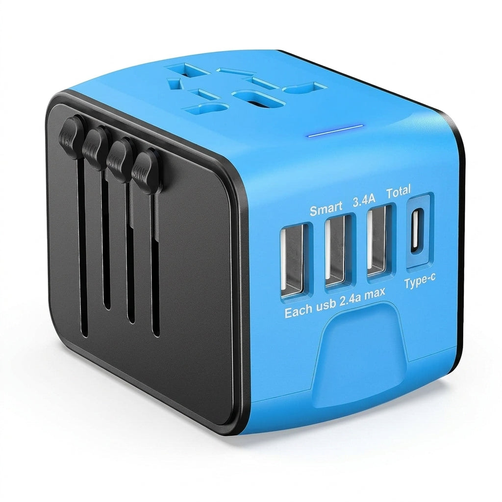Universal Travel Plug Adapter with USB-C + 3 USB-A Ports